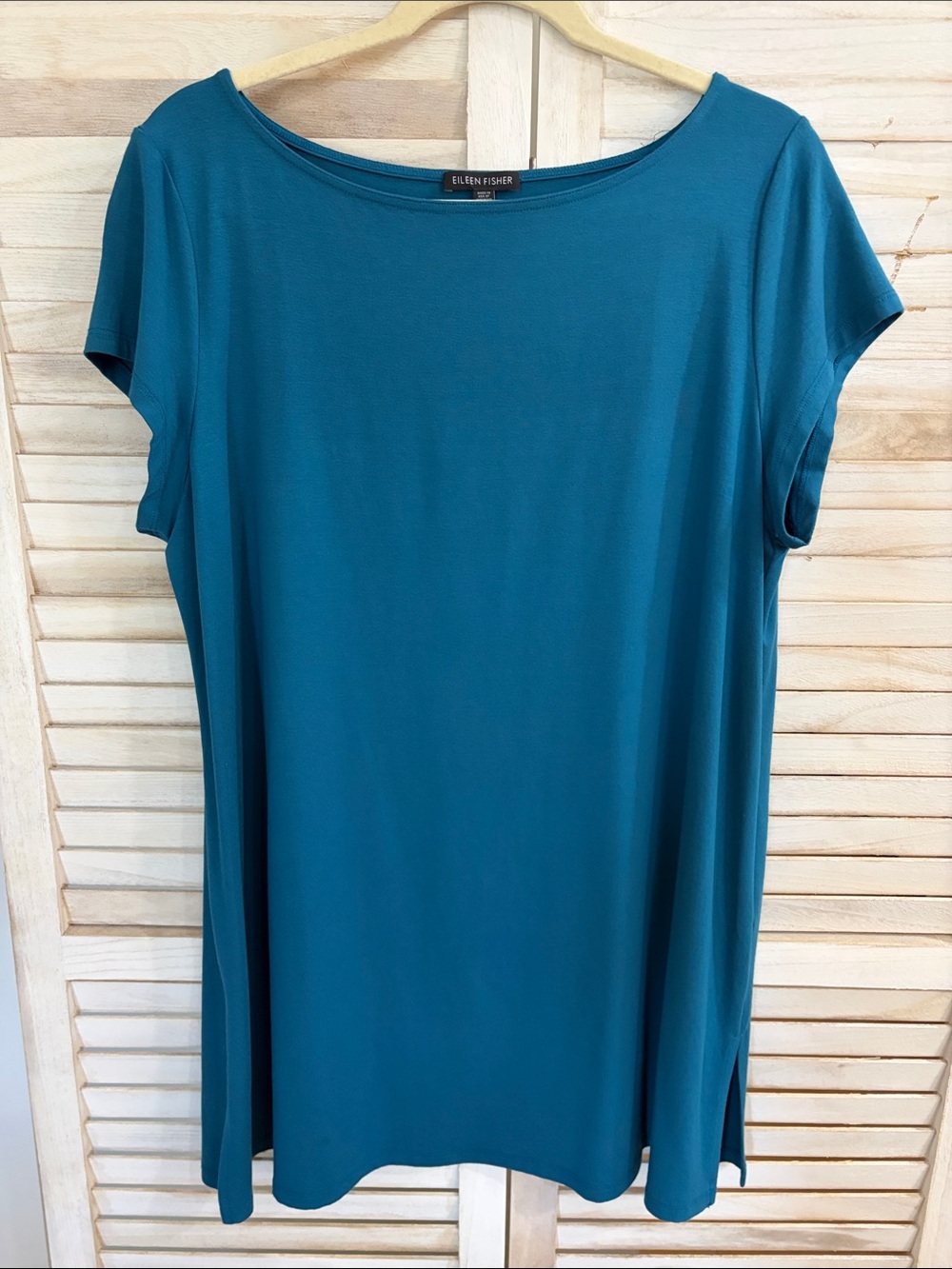 Eileen Fisher Teal Short Sleeve Scoop Neck Tunic